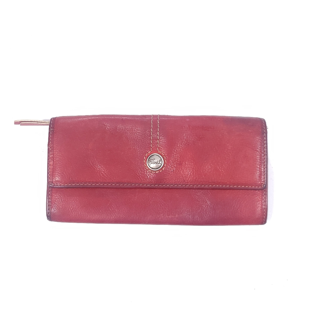 Vintage Fossil Leather Wallet Clutch